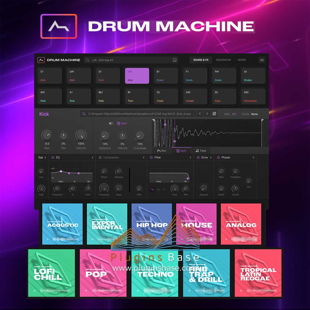 鼓机采样合成器插件 ADSR Drum Machine v1.0.3 [WiN] 电子/嘻哈/电子