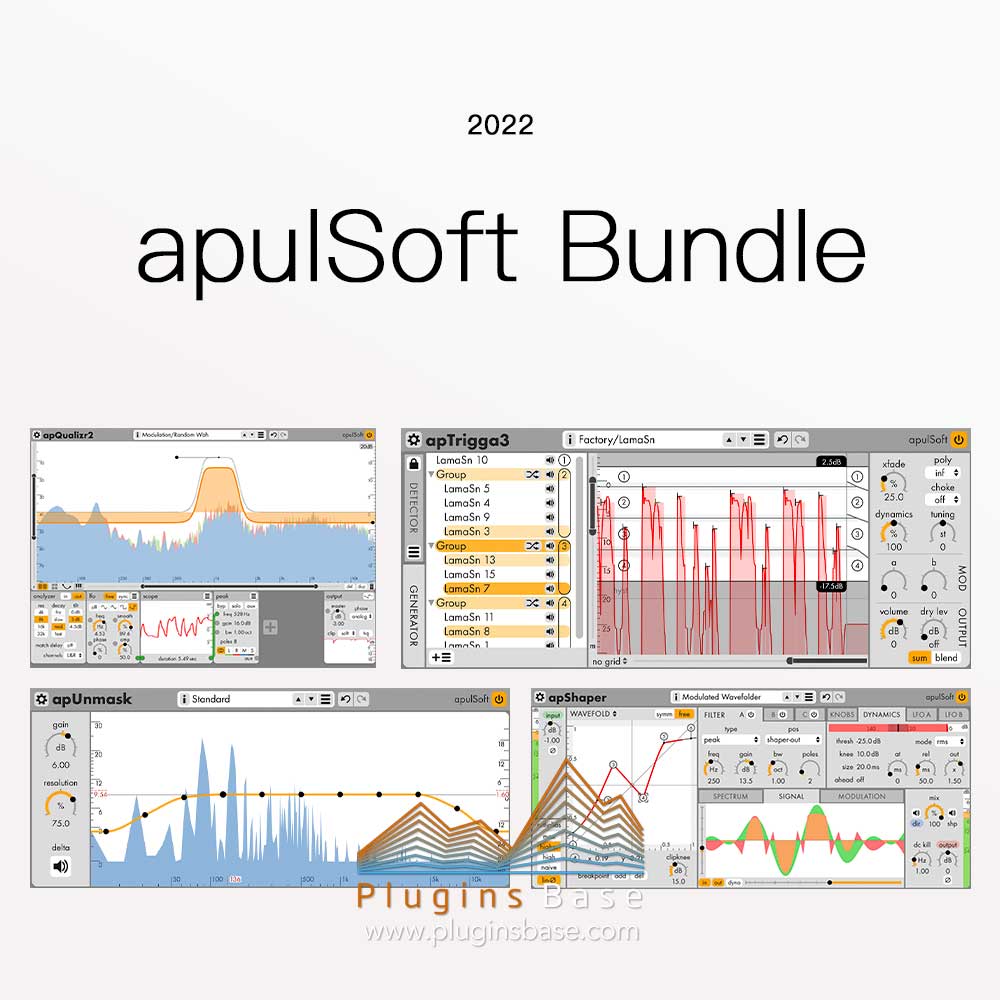 混音效果器插件 4套合集 apulSoft Bundle 2022 [WiN+MAC] apQualizr apTrigga apShaper apUnmask