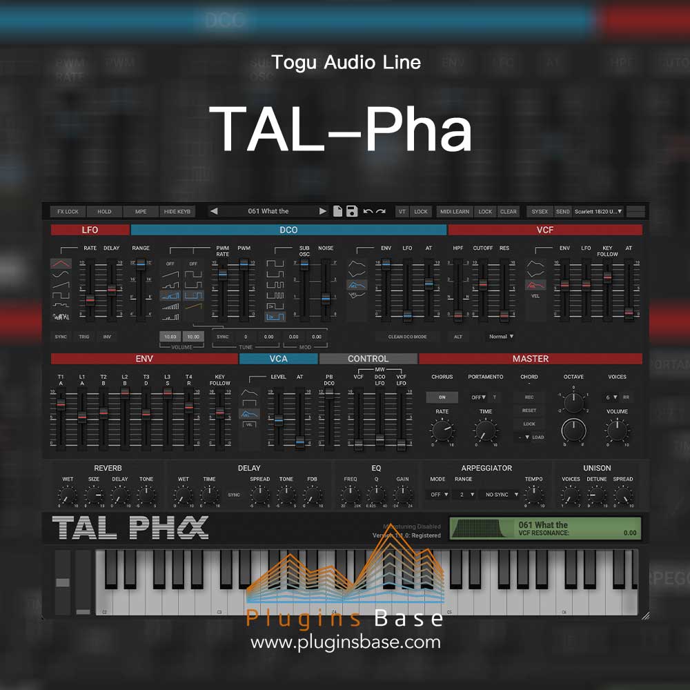 复古模拟合成器插件 Togu Audio Line TAL-Pha v1.1.8 [WiN+MAC] 音色设计