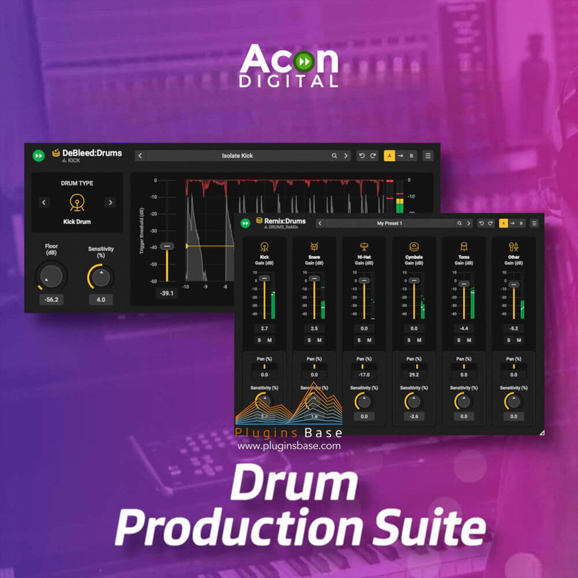 鼓组串音溢出消除+鼓组分离插件 Acon Digital Drum Production Suite v1.0.1 [WiN+MAC]